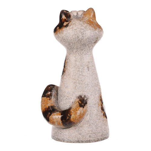 Keramische Zaundekoration Katze, 10 x 18 x 9 cmbeige,