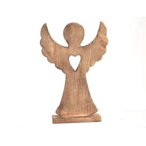 InDecor Angel iz mangovega lesa s srcem, 17 x 6 x 37 cm