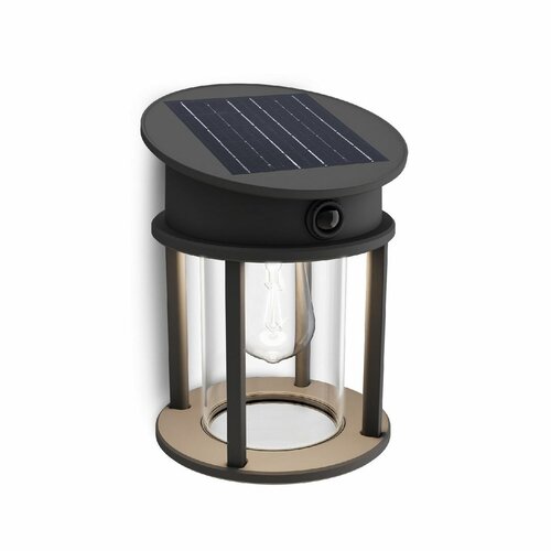 Philips Geri UltraEfficient solární LED kulaté svítidlo se senzorem antracit, 3,2 W, 4000 K