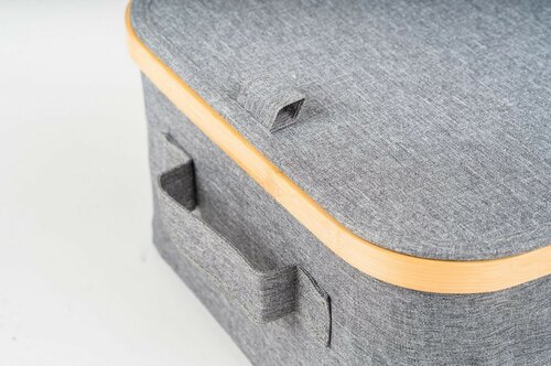 G21 tárolódoboz 30 x 30 x 15 cm, bambusz, fedéllel, szürke