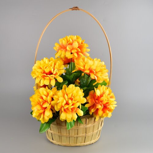 Coș cu crizanteme pentru Ziua Morților 20 x 30 cm, g alben