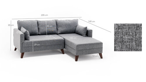 Klappecksofa Bella Corner Right 2 Grey