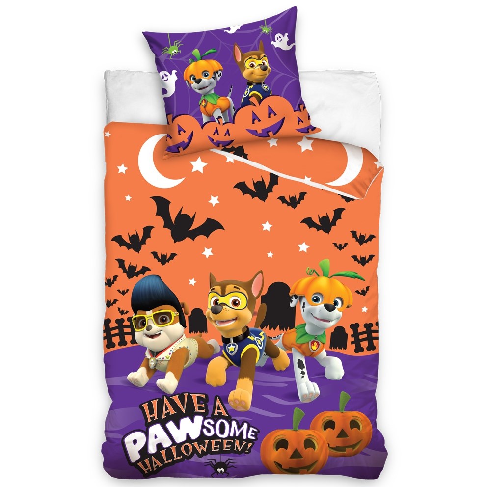Carbotex Dětské povlečení bavlna Tlapková patrola Halloween, 140 x 200 cm, 70 x 90 cm