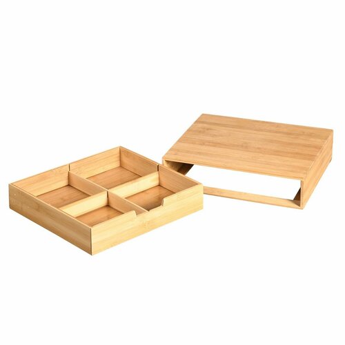 Kesper 58952 Organizator pentru capsule de ceai șicafea bambus, 34 x 31 x 8 cm