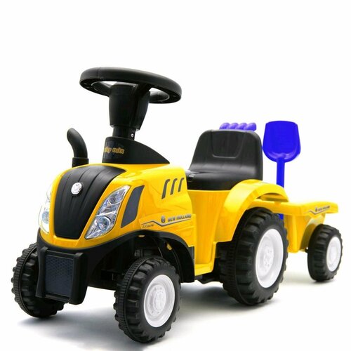 Baby Mix New Holland gyerek traktor pótkocsival ésszerszámokkal, sárga