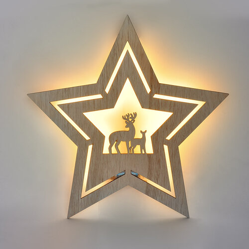Fotografie Solight LED nástěnná dekorace vánoční hvězda, 24x LED, 2x AA