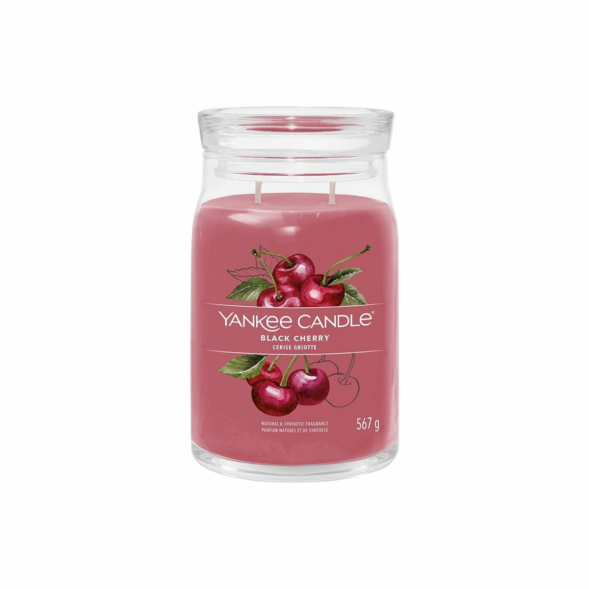 Lumânare parfumată Yankee Candle Signatureîn borcan, mare, Black Cherry, 567 g