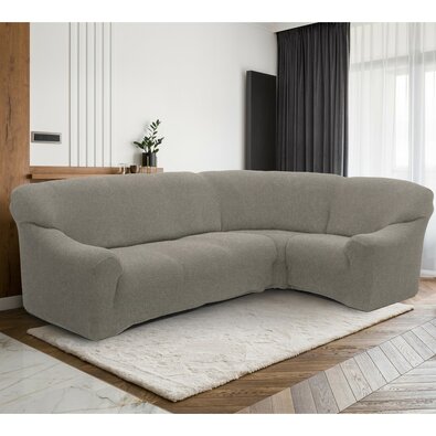 Spannbezug für Ecksofa Denia, Hellgrau, 340 - 540 cm x 60 - 110 cm