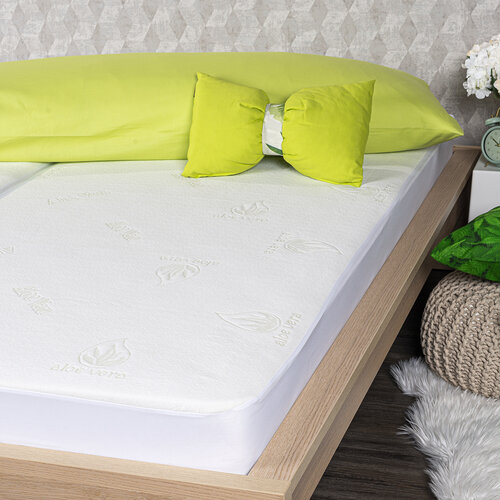 Protecție impermeabilă pentru saltea 4Home Aloe Vera cu bordură, 90 x 200 cm + 30 cm