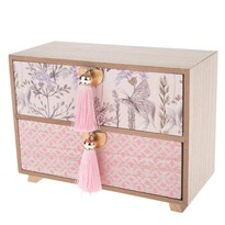 Drewniane pudełko na biżuterię Pinkie różowe, 20 x16 x 10 cm