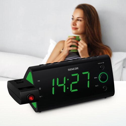 Sencor SRC 330 GN Radiobudzik z projektorem