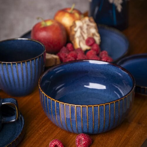 Altom Porcelanska skleda Reactive Stripes modra,15 cm