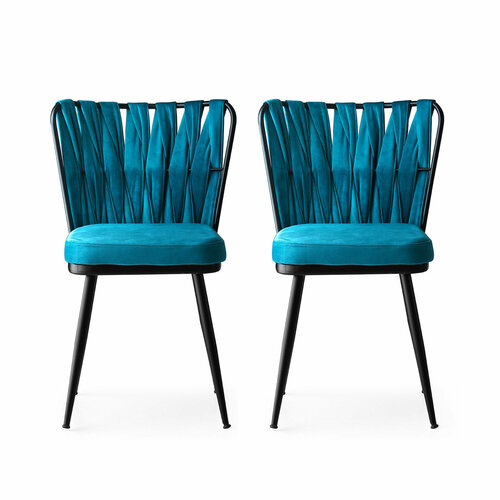 Set de scaune de sufragerie Kusakli Blue and Black, 2 buc.