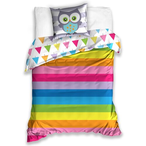 BedTex Baumwollbettwäsche Eule Rainbow, 140 x 200 cm, 70 x 90 cm