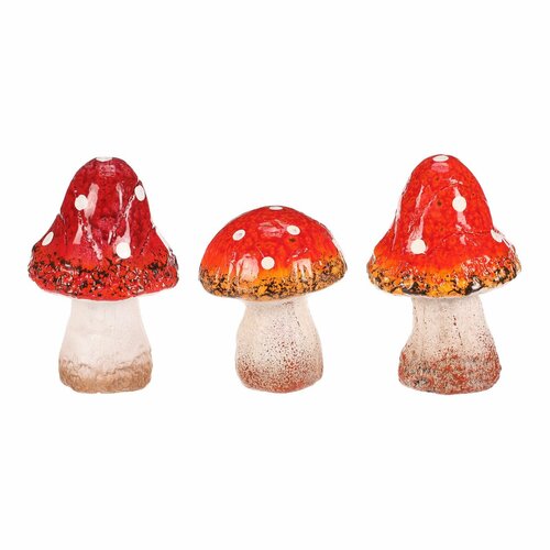 Őszi dekoráció Kerámia gomba szett, 3 db