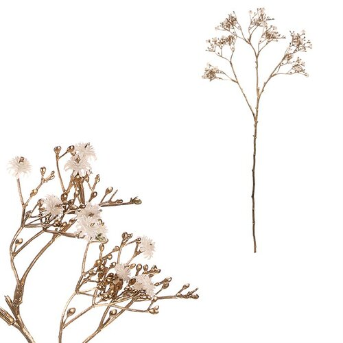 Set de ramuri de Gypsophila cu flori albe, 3 bucăți, auriu, 68 cm