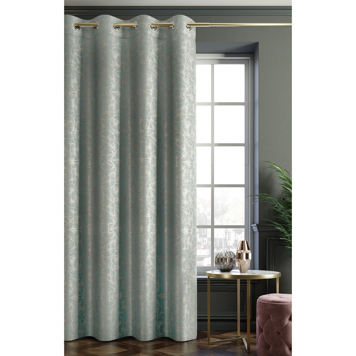 Draperie AmeliaHome Oxford Ginko, culoare oțel, 140 x 250 cm