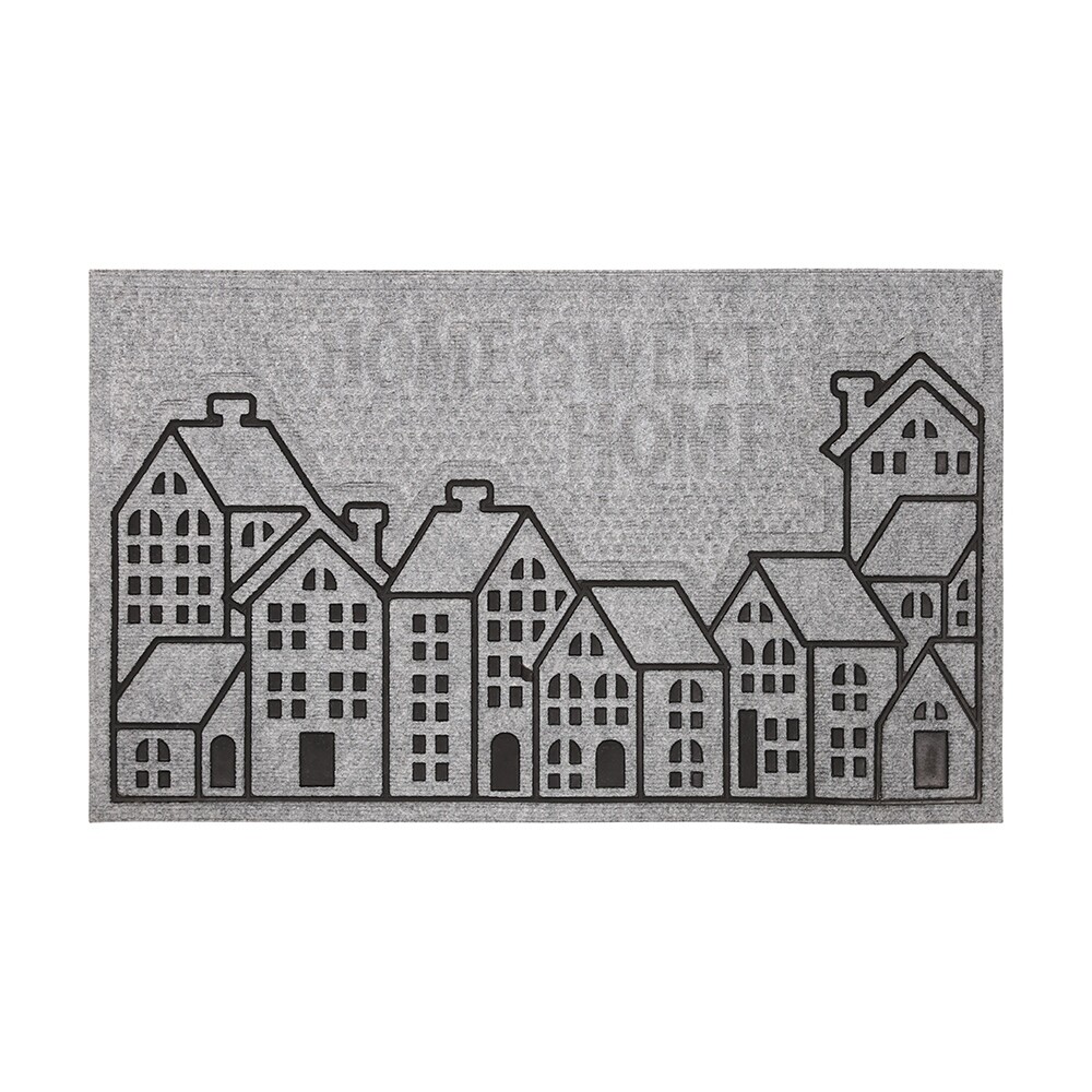 Rohožka Domky šedá, 45 x 75 cm