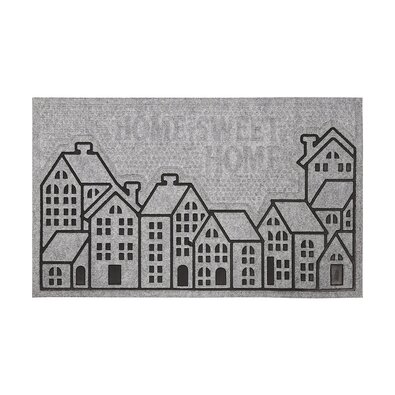 Wycieraczka Domky szara, 45 x 75 cm