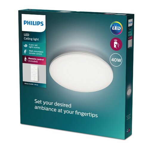 Philips 8720169196131 sufitowa lampa LED Wincel 40W 4300LM 2700-6500K 48 cm IP20, biała + pilot