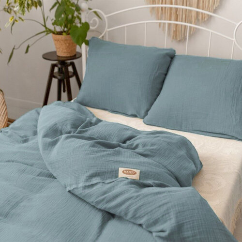MATEX Muslin posteljnina morska zelena, 140 x 200cm, 70 x 90 cm