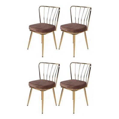 Set de scaune de sufragerie Yildiz Light Brown andGold, 4 buc.