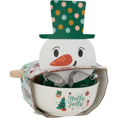 Weihnachtliches Backset Schneemann – Schüssel, Nudelholz, Ausstechformen