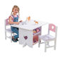 KidKraft Stůl s židličkami a úložnými boxy Heart, bílá