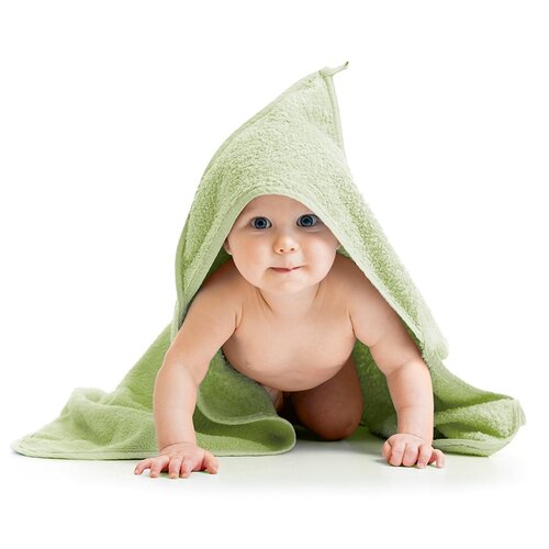 Osuška pre bábätká s kapucňou svetlozelená, 80 x 80 cm