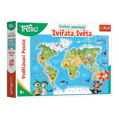 Trefl Puzzle Treflíci ismerik meg a világállatait, 48 darab