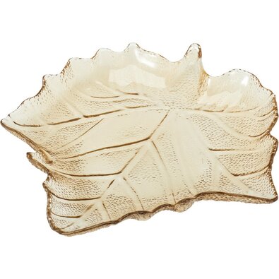 Tavă de sticlă Frunză 26,3 × 25,5 × 4 cm, bej