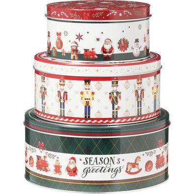 Set de 3 cutii metalice de Crăciun Seasons Greetings