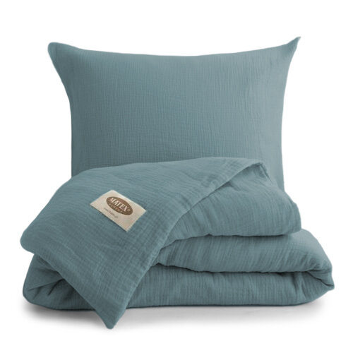 MATEX Mušelínové povlečení mořská zeleň, 140 x 200 cm, 70 x 90 cm