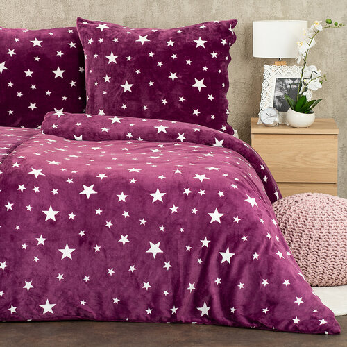 4Home Bettwäsche Mikroflanell Stars Violett, 140 x 220 cm, 70 x 90 cm