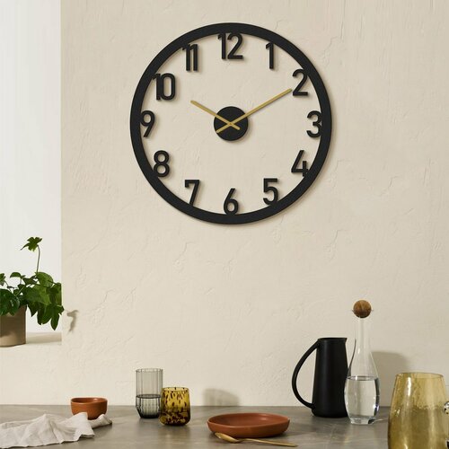 Nástěnné hodiny Stroke APS115, Black, 48 x 48 cm