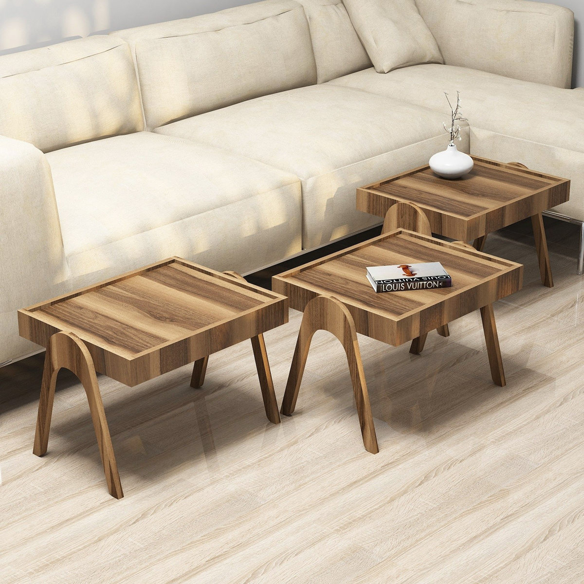 Odkládací stolek Roma Walnut, 3 ks - thumb (3)