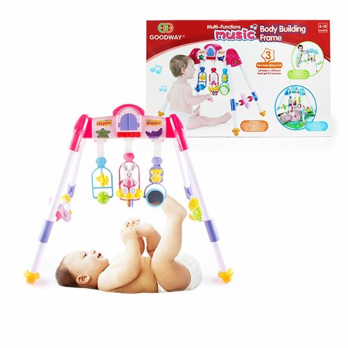 Baby Mix Dziecięca grająca huśtawka edukacyjna De Lux różowy, 40 x 55 cm
