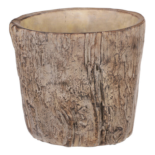 Blumenübertopf Holz, 21 x 19 cm, Betonbraun  ,