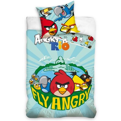Dětské bavlněné povlečení Angry Birds Fly, 140 x 200 cm, 70 x 80 cm