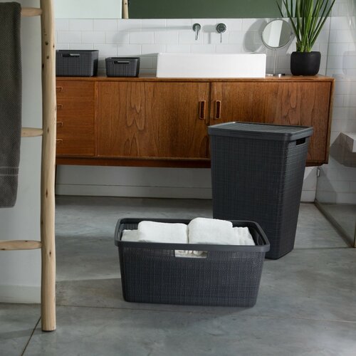 Curver Koš na špinavé prádlo Jute 58 l, tm. šedá