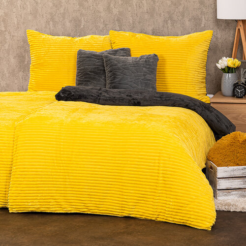 4Home Posteljnina iz mikroflanela Stripe rumena, 140 x 200 cm, 70 x 90 cm