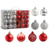 4Home Noel karácsonyi díszkészlet 100 db, ezüst, piros