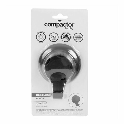 Cârlig de baie fără găurire Compactor SistemBestlock argintiu, negru