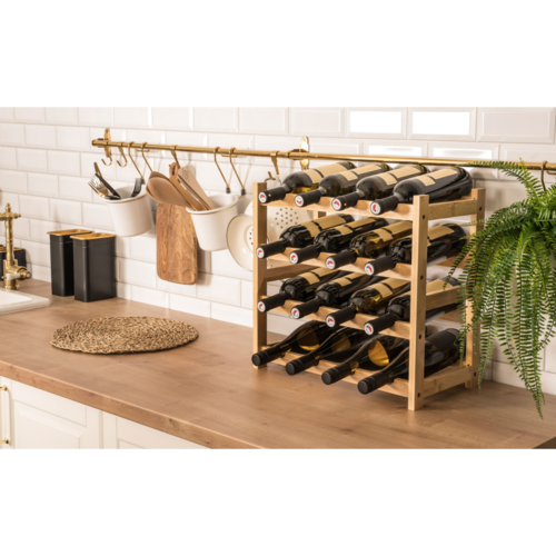 Raft pentru vin G21 din bambus, 16 sticle