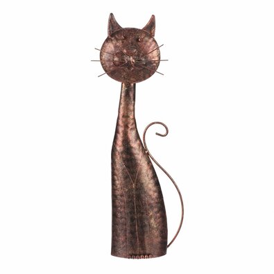 Kovová zahradní dekorace Kočka měděná, 15 x 44 x 7cm