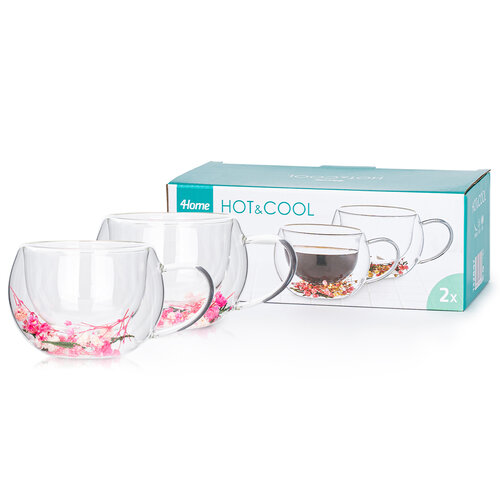 4Home Hot&Cool Blossom thermo cappuccino pohár, 270 ml, 2 db