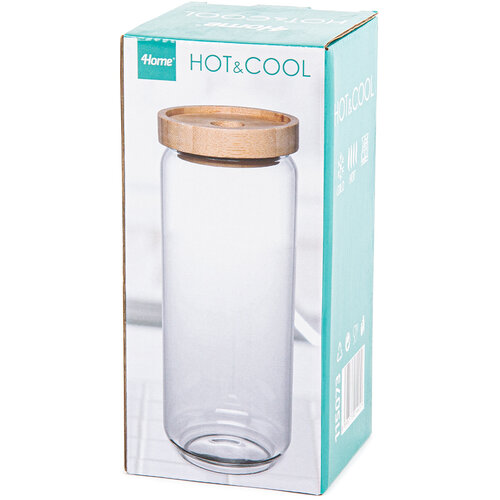 4Home Steklena posoda za živila z pokrovom BambooStyle, 1000 ml