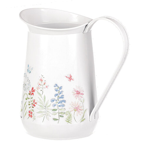 Vase "Wiesenblumen", 17 x 18 x 11 cm, Krug, Metallweiß  ,