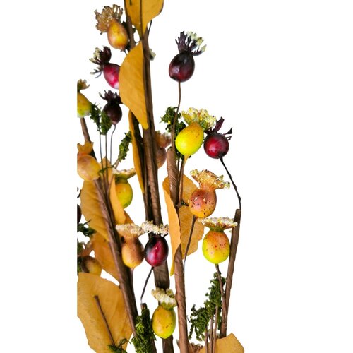 Súprava jesenných vetvičiek Zasnežený šípok 89 cm, 6 ks