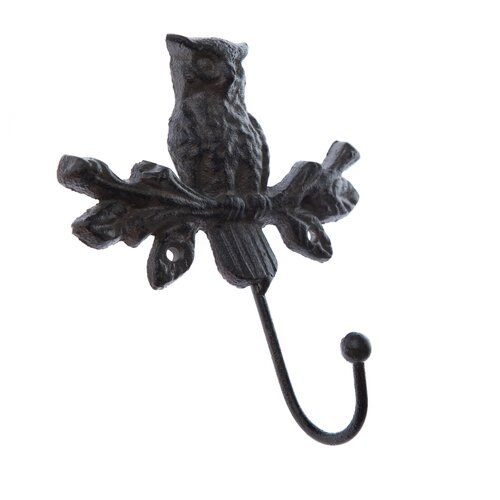 Gusseiserner Kleiderhacken Eule Schwarz, 15 x 15 cm